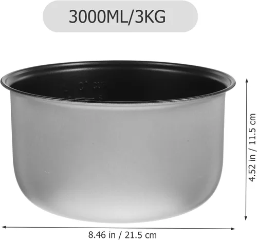 Vista 3 de Yardwe Olla arrocera de 5.5 tazas olla interior antiadherente de repuesto compatible con aroma cuco accesorios de cocina eléctrica de 3 litros