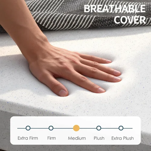 Vista 5 de Colchón para sofá cama de 4 pulgadas, repuesto de espuma viscoelástica de gel con funda de patrón geométrico transpirable lavable, soporte