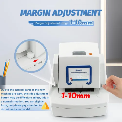 Vista 4 de Engrapadora eléctrica mejorada, capacidad de 65 hojas, velocidad de encuadernación y margen ajustable, engrapadora automática resistente que incluye