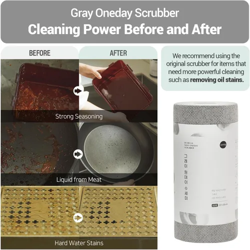 Vista 5 de DEARCUS Gray One Day Scrubber - Paños de cocina sin olor para lavar utensilios, ollas y sartenes y placa de cocina, paños de limpieza multiusos sin