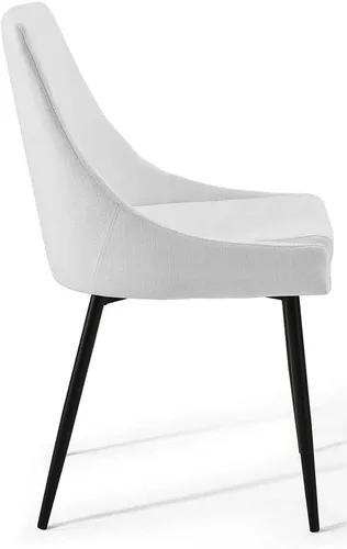 Vista 4 de Modway Viscount - Juego de 2 sillas de comedor tapizadas de tela, color blanco y negro