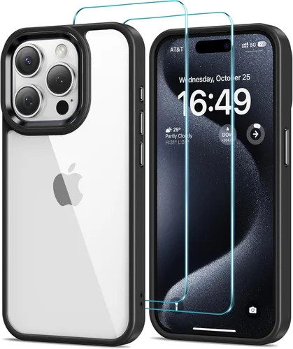 Vista 55 de HOOMIL Funda para iPhone 12/iPhone 12 Pro con 2 protectores de pantalla de vidrio templado, sin amarillamiento, protección contra caídas, arañazos