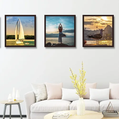 Vista 2 de Marco negro de 14 x 14 pulgadas con paspartú de madera maciza de 10 x 10 pulgadas, montaje en pared (1 paquete, 14 x 14 pulgadas)