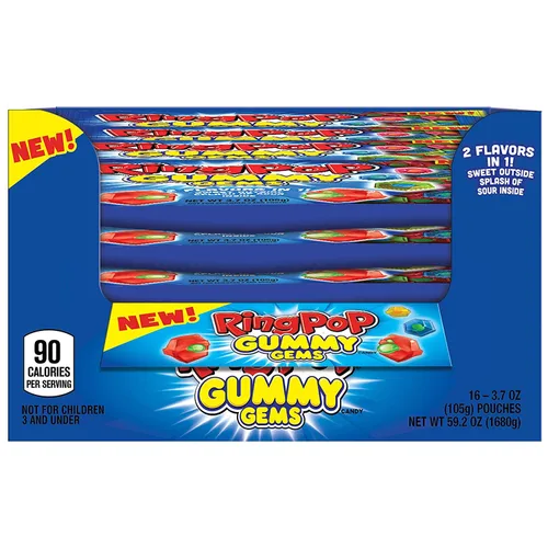Vista 6 de Ring Pop Gummies Gems – 16 bolsas individuales surtidos de sabores de gomitas agridulces (bolsa de 3.7 onzas) – Caramelos divertidos para cumpleaños