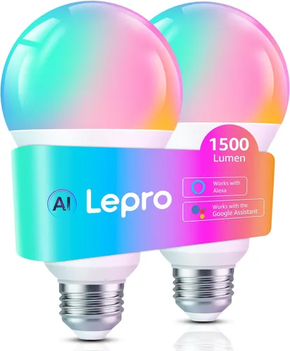 Vista 11 de Lepro B3 AI Smart Light Bulbs - 1500LM 100W Equivalent A21 Bulb, WiFi & Bluetooth RGBWW Color Changing, Compatible with Alexa & Google Assistant, AI