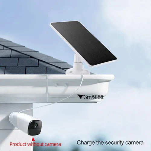 Vista 2 de Panel solar de 4 W para cámara de seguridad, panel solar USB de 5 V para cámaras DC 5 V, IP65 impermeable USB cargador de panel solar con micro USB