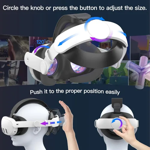 Vista 4 de DamonLight Head Strap Accessories Compatible with Oculus Quest 3, Adjustable Comfortable Upgraded Elite Strap Headset Replacement for Meta Quest 3