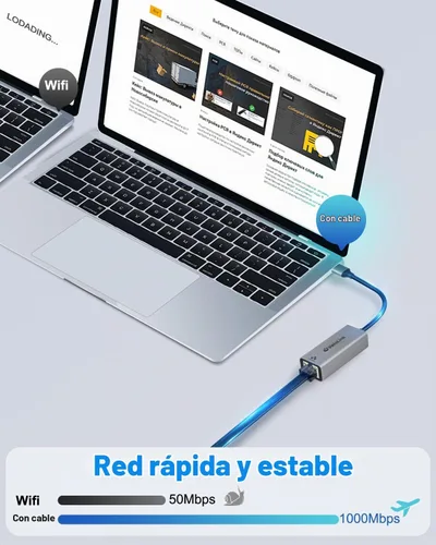 Vista 6 de Adaptador USB A a Ethernet, USB gigabit 1000Mbps Plug and Play con USB 3.0, sin controlador, dongle de red LAN RJ45 compatible con Nintendo Switch