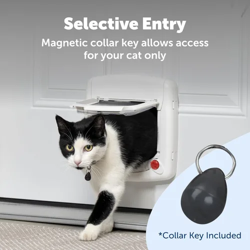 Vista 9 de PetSafe, Solapa magnética de lujo para gatos, entrada selectiva, bloqueo de 4 vías, color blanco