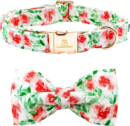 Vista 12 de Lionheart glory - Collar de perro de San Valentín, collares para perros con lazo, collares para mascotas ajustables con lazo para perros pequeños