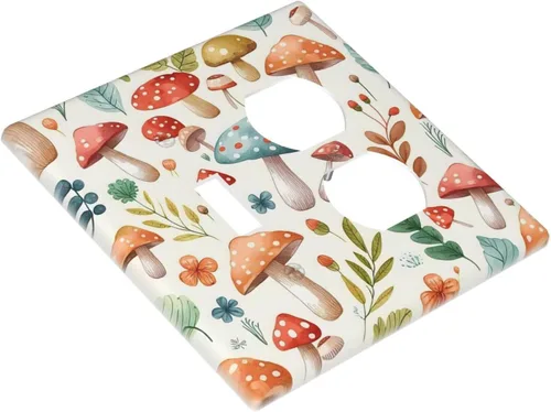 Vista 3 de Cubierta decorativa para interruptor, placa de interruptor de luz de 2 bandas, 1 placa de interruptor de luz dúplex de palanca, placas de pared GFCI