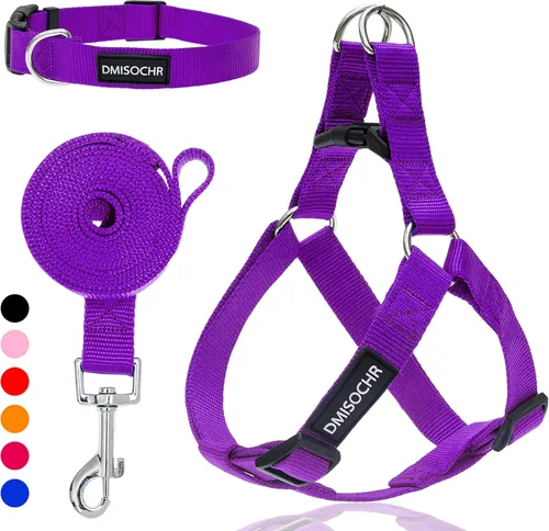 Vista 6 de Arnés para perro sin tirones, arnés ajustable, correa y collar para perros pequeños, medianos y grandes, arnés suave a prueba de escapes