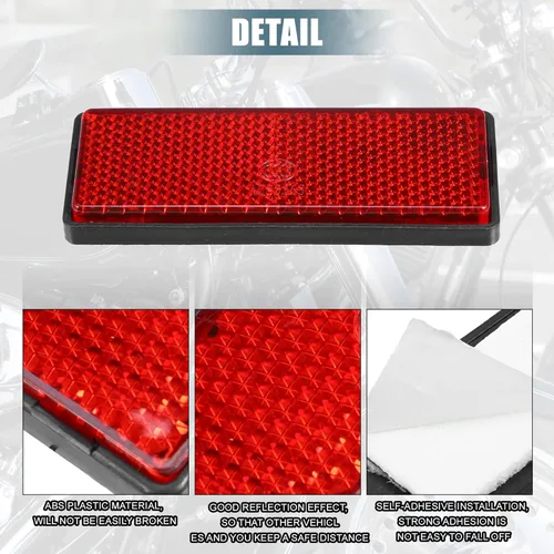 Vista 3 de X AUTOHAUX 8 reflectores rectangulares de seguridad autoadhesivos para postes de puerta, autos, remolques, motocicleta, bicicleta, 3.425in