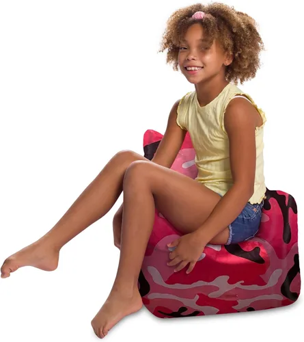 Vista 11 de Posh Creations Puf estructurado cómodo para jugar, leer y ver la televisión, silla Pasadena, lona - Estrellas esbozadas