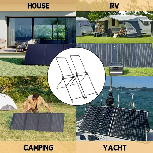 Vista 6 de Paquete de 2 soportes para paneles solares, soportes de montaje en panel solar, estante portátil y ajustable para paneles solares, ligero, fácil