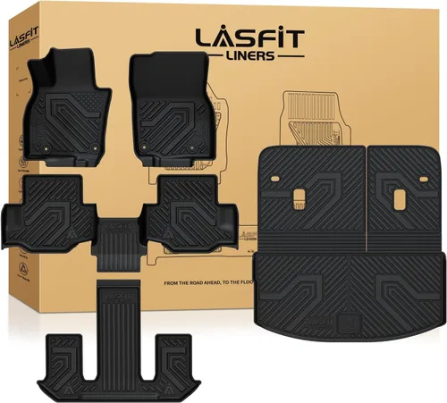 Vista 17 de LASFIT Tapete de carga para VW Tiguan 2018-2024 (ajuste 5 asientos), protección para todo tipo de clima, tapete de maletero de elastómero