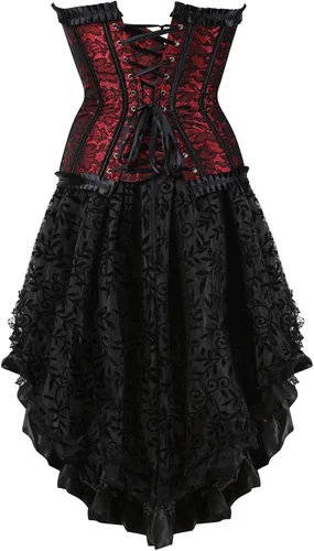 Vista 3 de Kranchungel Vestido con corsé estilo renacentistasteampunkgóticoburlesque para mujer