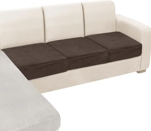Vista 75 de NAISI Funda para Sofá Seccional de 1 Pieza de Terciopelo Separada para Chaise Lounge Fundas Suaves Elásticas para Sofá para Chaise Lounge Seccional