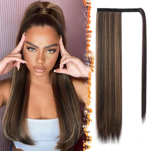 Vista 10 de BARSDAR Extensión de Cola de Caballo Corta y Recta - Extensiones de Cabello de Cola de Caballo con Cordón de 14 Pulgadas en Negro para Mujeres