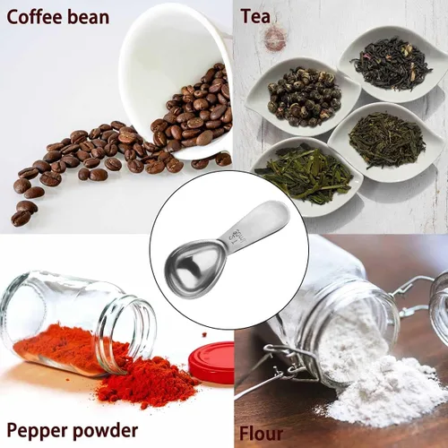 Vista 2 de Cuchara medidora de café de acero inoxidable 18/8, 2 cucharadas de café, cuchara medidora de mango corto para café molido, té, harina de azúcar