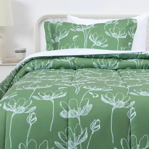 Vista 32 de Amazon Basics - Juego de edredón Twin/Twin XL con sábanas, juego de ropa de cama de 5 piezas, microfibra ligera azul Calvin a rayas, en una bolsa