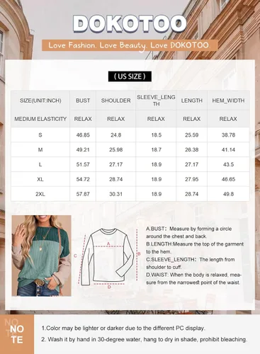 Vista 6 de Dokotoo Camisas de manga larga con cuello redondo y bloque de color para mujer, a la moda 2024