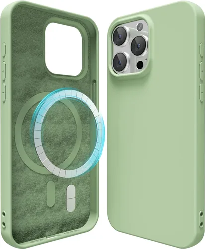 Vista 332 de oakxco Funda de silicona para iPhone 12 Pro Max, magnética, compatible con carga inalámbrica Magsafe, cubierta protectora de goma suave y delgada