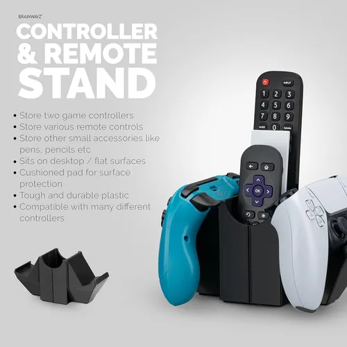 Vista 2 de BRAINWAVZ Dual Game Controller TV Remote Control Storage Desktop Holder Universal Design for Xbox ONE PS5 PS4 PC Gamepads Reduce Clutter UGDS-01