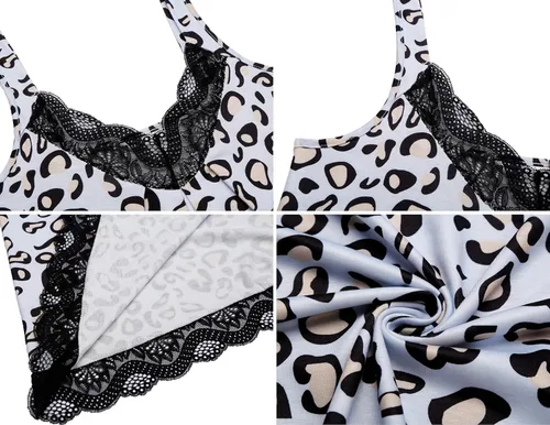 Vista 5 de Ekouaer - Camisón de lencería para mujer, con cuello en V y encaje, suave, para dormir