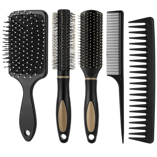 Juego de 5 cepillos para el cabello para mujer, peine desenredante, cepillo para hombres y mujeres, cabello húmedo, seco, rizado y liso