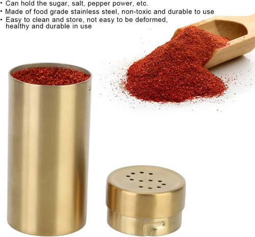 Vista 7 de Tarro de especias, 2 unidades de acero inoxidable para condimentos para sal, pimienta y azúcar
