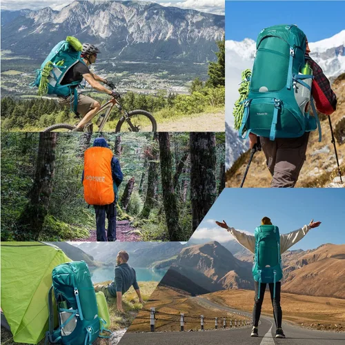 Vista 7 de HOMIEE 50L Hiking Backpack Travel Bag Waterproof Camping Rucksack with Rain Cover Lightweight Backpacking Backpack