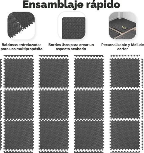 Vista 6 de Tapete de Gimnasio para Casa, Tapete de Ejercicio tipo Rompecabezas, Baldosas de Espuma EVA Entrelazadas para Equipos de Entrenamiento en Casa