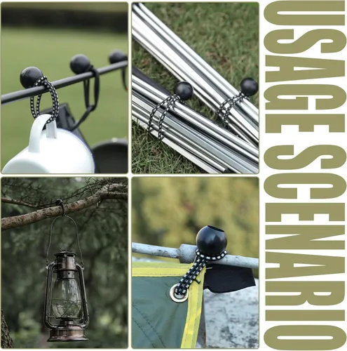 Vista 7 de Paquete de 30 cuerdas elásticas con bola, cuerdas elásticas resistentes de 4 pulgadas, lona de toldo con bolas elásticas para amarre de dosel