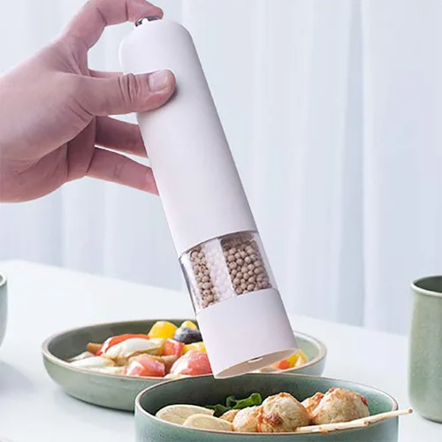 Vista 6 de Molinillo eléctrico de pimienta, juego de molinillo de sal y pimienta a batería, molinillo de pimienta y pimienta negra, juego de molinillo