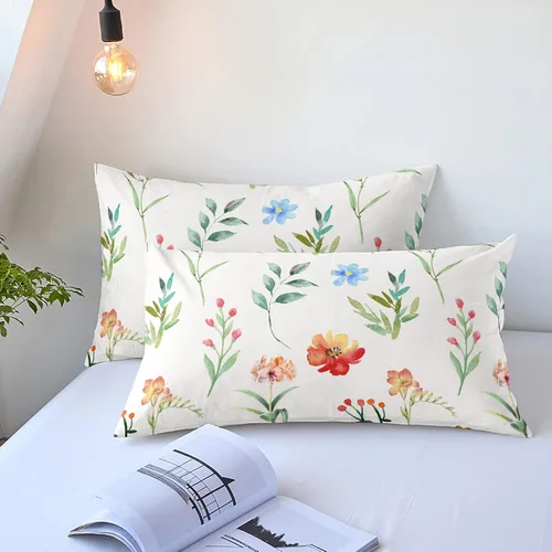 Vista 23 de YIYEA Juego de 2 fundas de almohada estándar de microfibra ultra suave de doble cepillado, fundas de almohada estándar, fundas de almohada florales