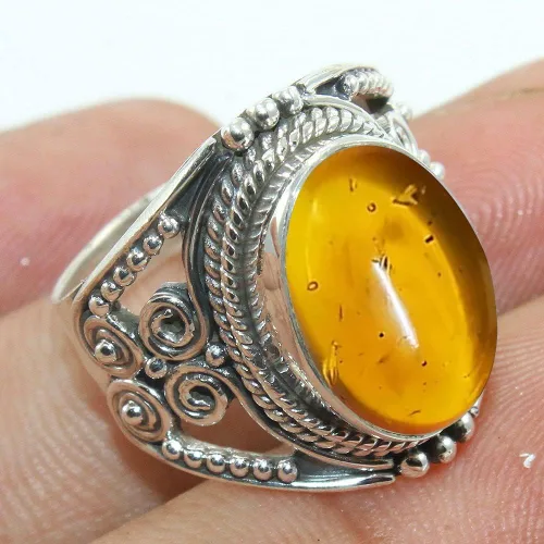 Vista 2 de Anillo de plata esterlina 925 para mujer y piedras preciosas naturales, anillo de compromiso de plata de ley, juego de bisel de piedra natal
