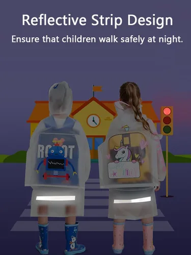 Vista 4 de Chubasqueros para niños y niñas, chaqueta de lluvia ligera, impermeable, poncho de lluvia reutilizable, ropa impermeable de 5 a 14 años