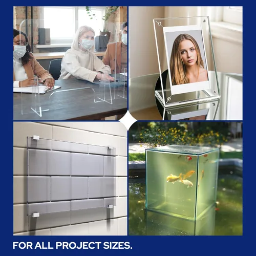 Vista 4 de KastLite Láminas de plexiglás acrílico transparente de 1/4" de grosor, cortadas a medida - Paneles transparentes nominales de 4" x 6" para corte por