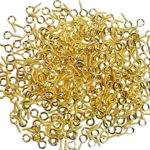 Vista 2 de 300 pines de ojo de tornillo pequeños, 10 ganchos de 0.197 in, mini clavijas de ojo de tornillo para proyectos de arte y manualidades, tornillos