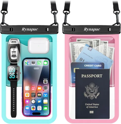 Vista 17 de Rynapac Bolsa impermeable para teléfono - Bolsa impermeable para teléfono de 8.5 pulgadas con cordón, bolsa seca para teléfono IPX8, artículos