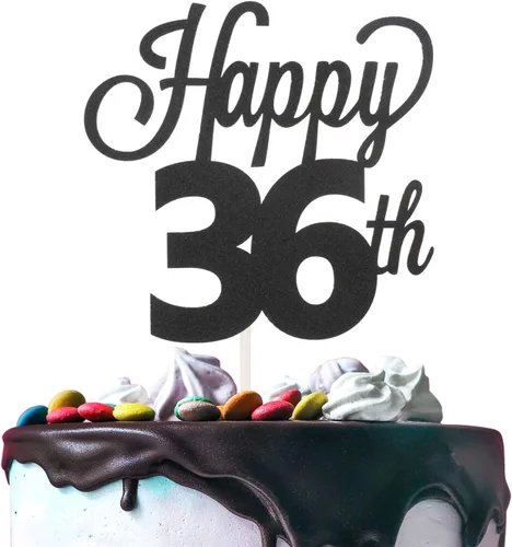 Vista 20 de LINGTEER - Decoración para pastel con texto "Happy Birthday 100", color negro