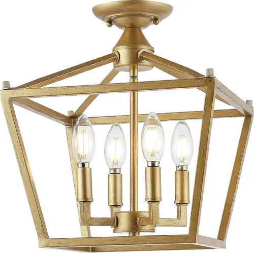 Vista 13 de JONATHAN Y JYL7610G - Linterna mini de las llanuras de 12" con 4 luces, de hierro, moderna, estilo granja, LED, de montaje empotrado, para oficina