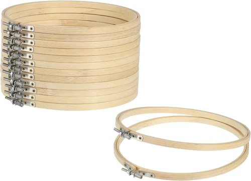 Vista 10 de PATIKIL 12 aros de bordado de 6 pulgadas, redondos, ajustables, de bambú, círculo, punto de cruz, a granel, para bordar, arte, manualidades