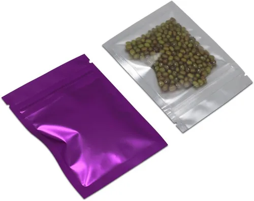 Vista 16 de PABCK 100 bolsas de aluminio con cierre de cremallera transparente Mylar Negro
