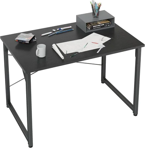 Vista 45 de CubiCubi Escritorio para computadora de 32 pulgadas, mesa de estudio para oficina en casa, escritorio de PC de estilo moderno y simple, marco