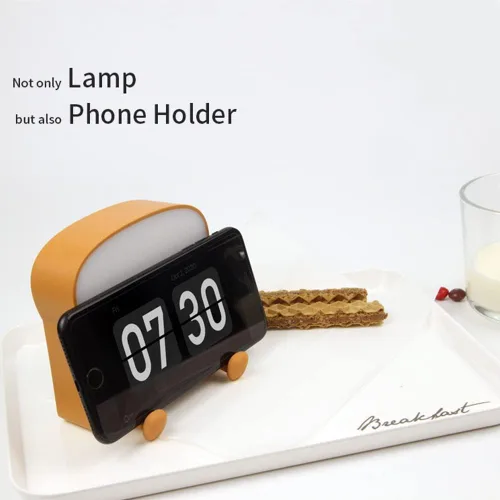 Vista 7 de ipalmay Luz nocturna de pan, lámpara de noche regulable recargable, luz de sueño de dormitorio de apagado automático con soporte para teléfono