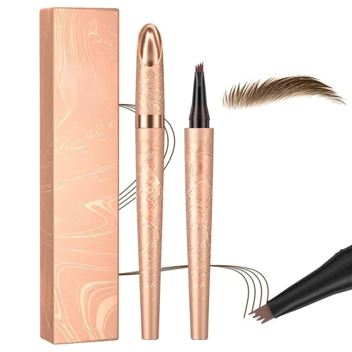 Vista 9 de Lápiz de cejas Microblading, 2026 nuevo lápiz de cejas Microblading impermeable 3D con 4 puntas finas, maquillaje de cejas natural de larga duración