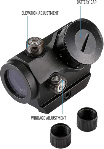 Vista 4 de PINTY Óptica de punto rojo reflex con múltiples retículas, visor táctico compacto para rifle con riel Picatinny, pistola, Airsoft