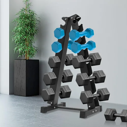 Vista 7 de Soporte para mancuernas solamente, soporte de pesas para mancuernas, marco en A, compacto para gimnasio en casa, ahorro de espacio